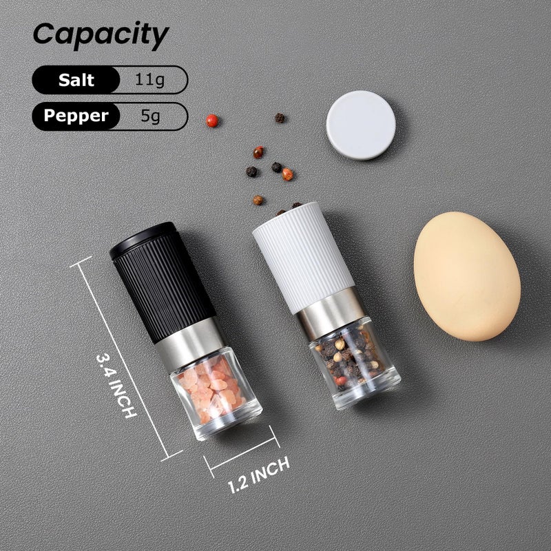 VEVOK CHEF Mini Salt and Pepper Grinder Set  Small Tiny Adjustable Coarseness Ceramic Salt Grinder with Funnel and Bag Portable Handy Spice Pepper Mill Shaker For Outdoor Party Lunch Bag Kitchen - Image 2